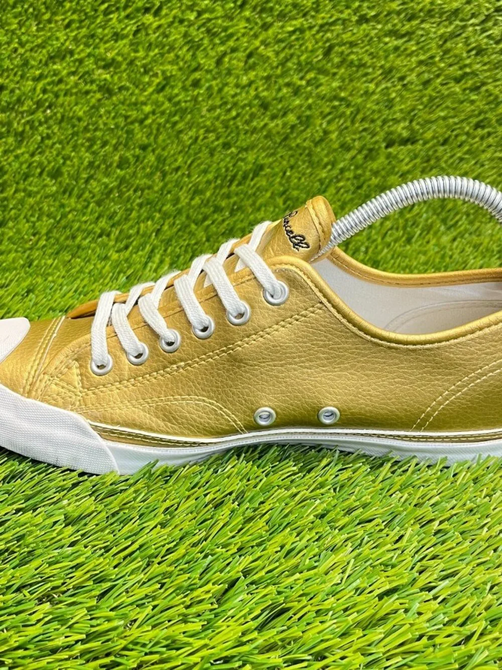 Converse Jack Purcell Womens Size 9 Gold White Athletic Leather Shoes Sneakers - Picture 2 of 10